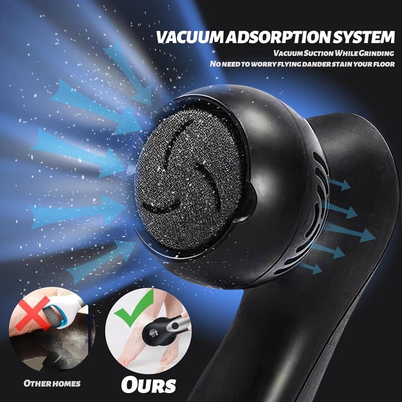 Doeean Electric Feet Foot Callus Remover Equipped with A Vacuum System Foot Scrubber 17 in 1 Professional Foot Care Tool Ipx6 Waterproof Rating for Removing Hard Cracks Dryness and Dead Skin (Black) - Image 2